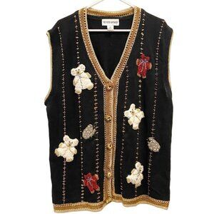 Victoria Jones Woman Vintage Teddy Bear Christmas Cardigan Sweater 2X